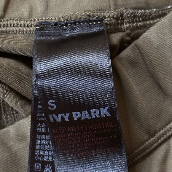 Ivy Park Leggings Small Womens Green Ankle Compression Side Logo Stripe Pull On - Picture 8 of 10